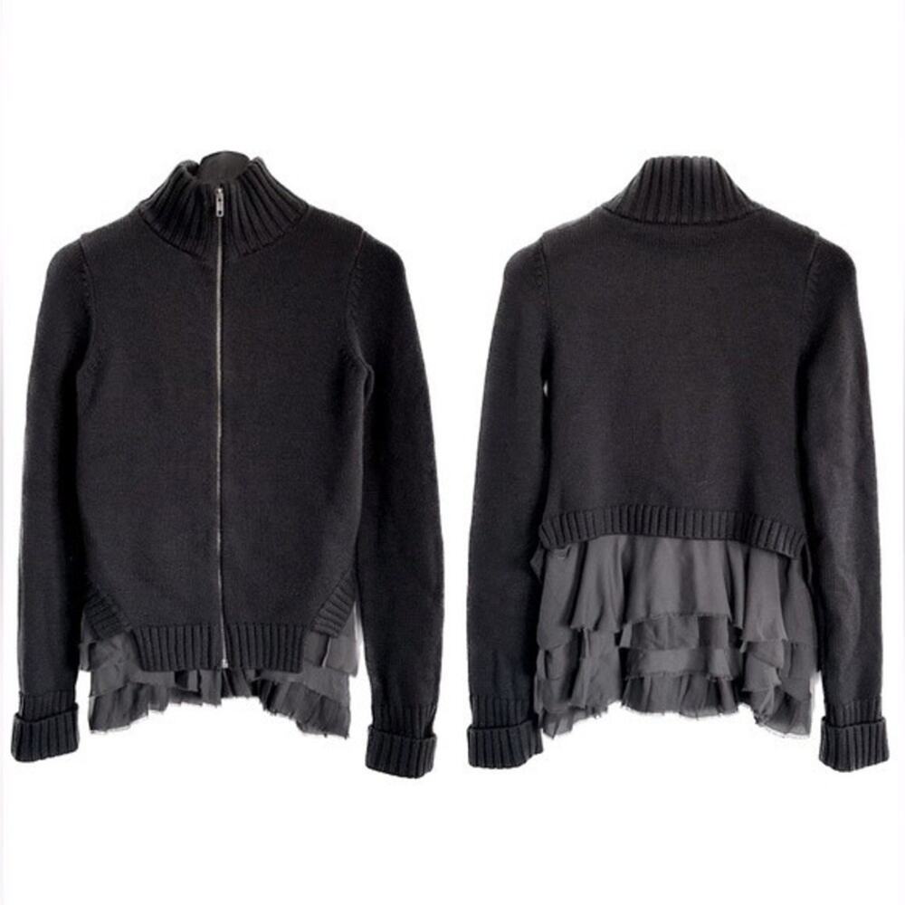 A.L.C Zip Up Wool Silk Long Sleeve Sweater Size XS